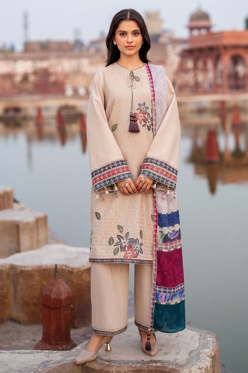 3 PC SUMMER EMBROIDERED LAWN - IE001
